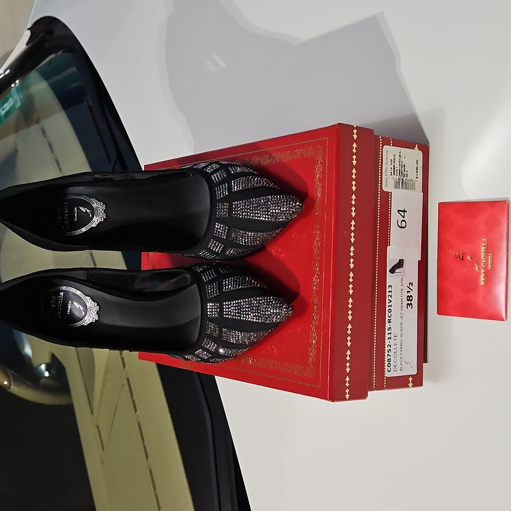 Rene Caovilla Pumps 38 1/2 Blk/Silver